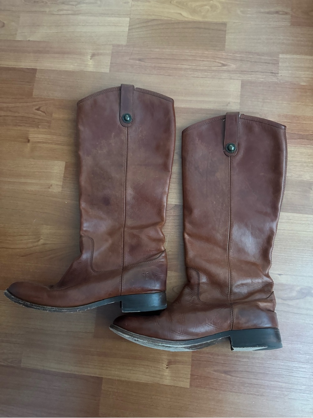 Frye Brown Leather Knee-High Heeled Boots